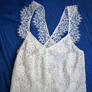 BHLDN Bridal V neck Cross Back Ivory Lace Camisole - 0